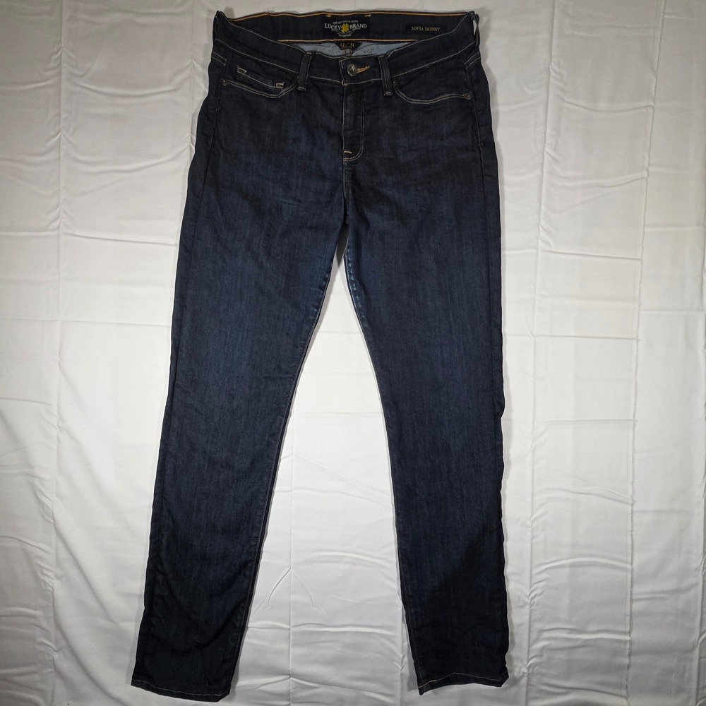 Lucky Brand Sofia Skinny Jeans Dark Wash Indigo Denim Size 12 31 Regular